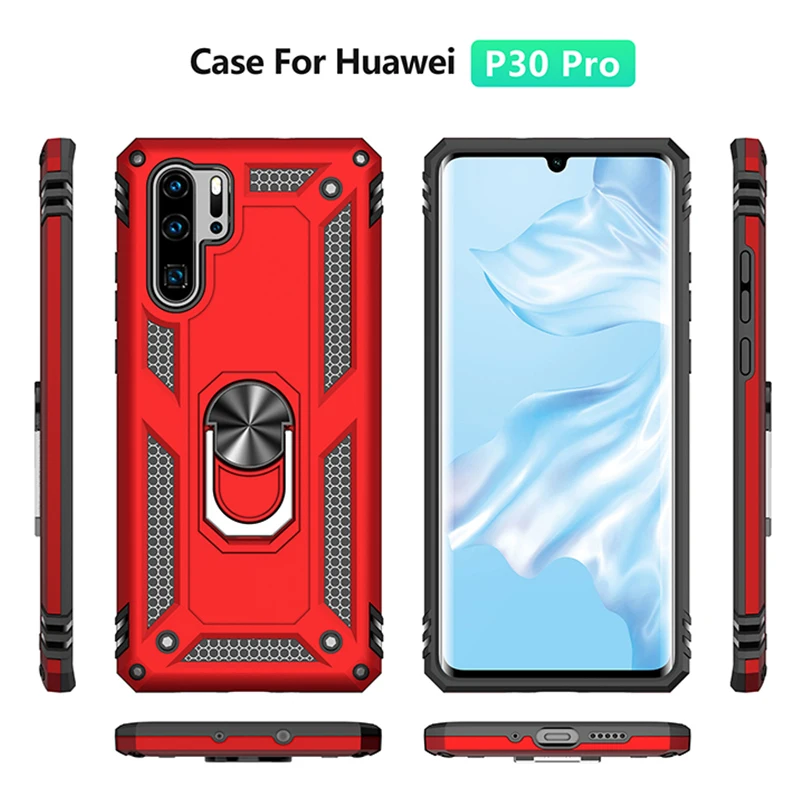Bracket Ring Case For Huawei P30 Lite Cover PC+TPU Shockproof Bumper Pro P Smart 2019 Coque Capa |