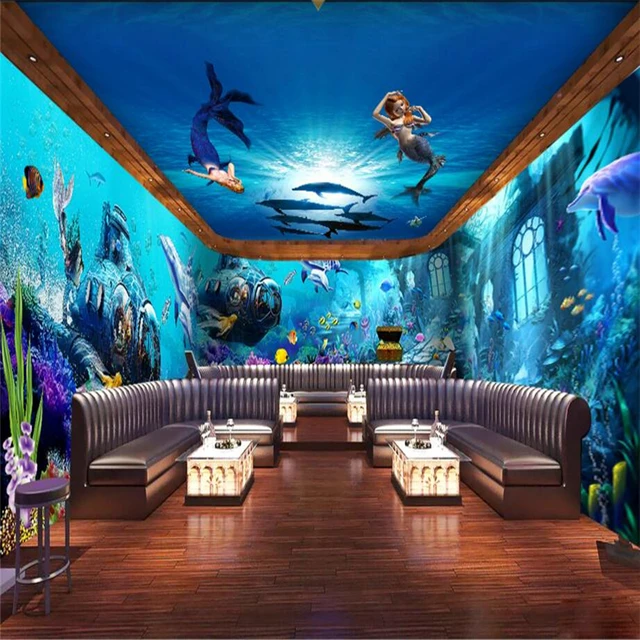 beibehang Submarine Quest Marine Mermaid wallpaper Lounge
