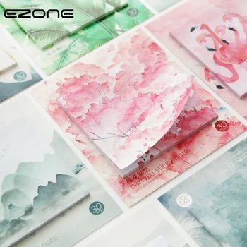 

EZONE 1PC Sticky Note Kawaii Sakura/Green Leaves/Flamingo/Flower Pattern Sticker Note N times Bookmark Memo Students Stationery