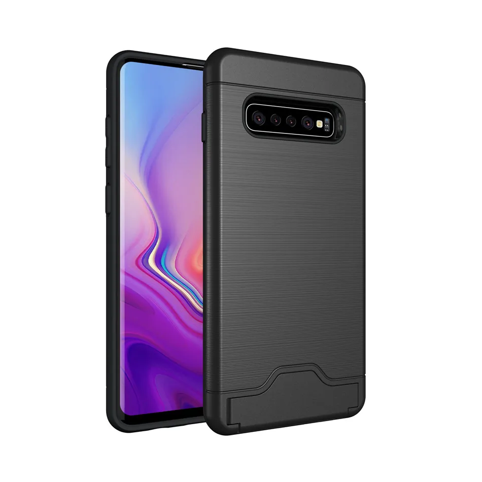 لسامسونج غالاكسي S10 S9 S8 زائد S7 حافة A8 محفظة حالة فتحة للبطاقات حامل حالات المزدوج طبقة الثقيلة واقية بطاقة غطاء