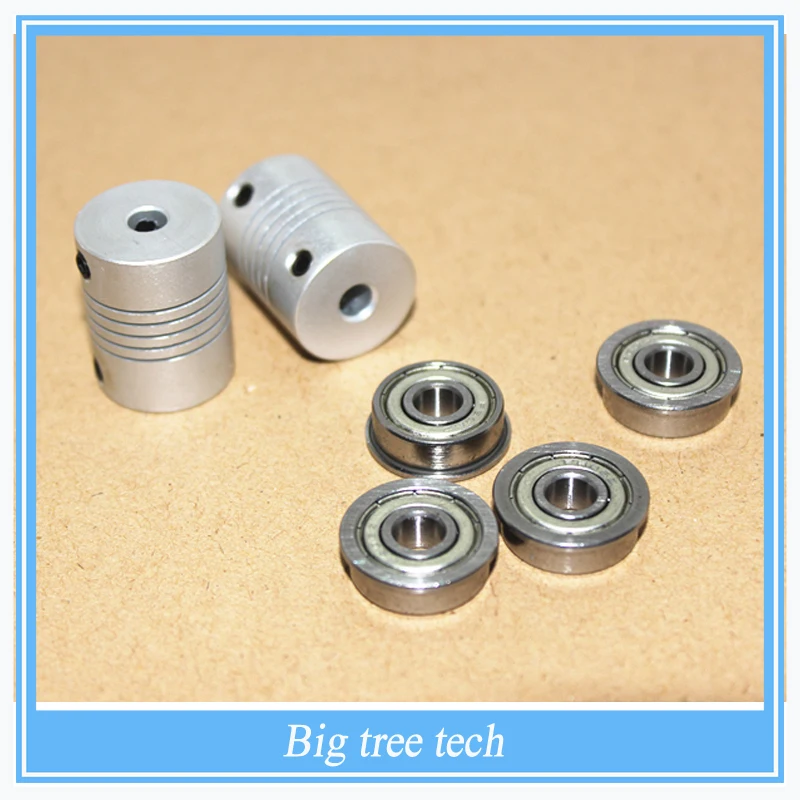 4x MF105ZZ bantalan + 2 xCNC poros motor, Coupler elastis aluminium