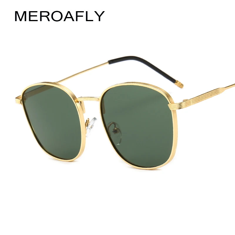 

MEROAFLY Gold Square Sunglasses Men Luxury Brand Metal Vintage Designer Sun Glasses Women lunette de soleil homme Redondo shades