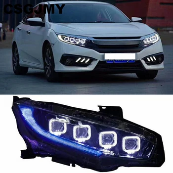 

Car Styling Headlight For Honda Civic 10th 2016 2017 2018 HID LED headlights With moving turn light head lamp LED DRL front lamp