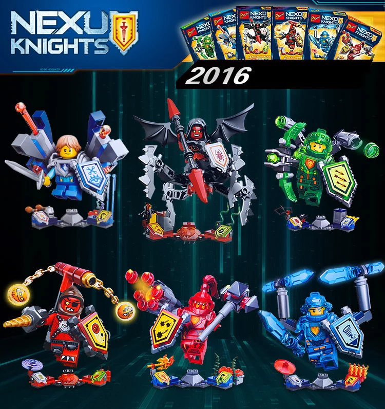 Children s Day Gifts 6pcs lot Nexu Knights Plastic Assembly Toys Building Models Lego Compatible Blocks