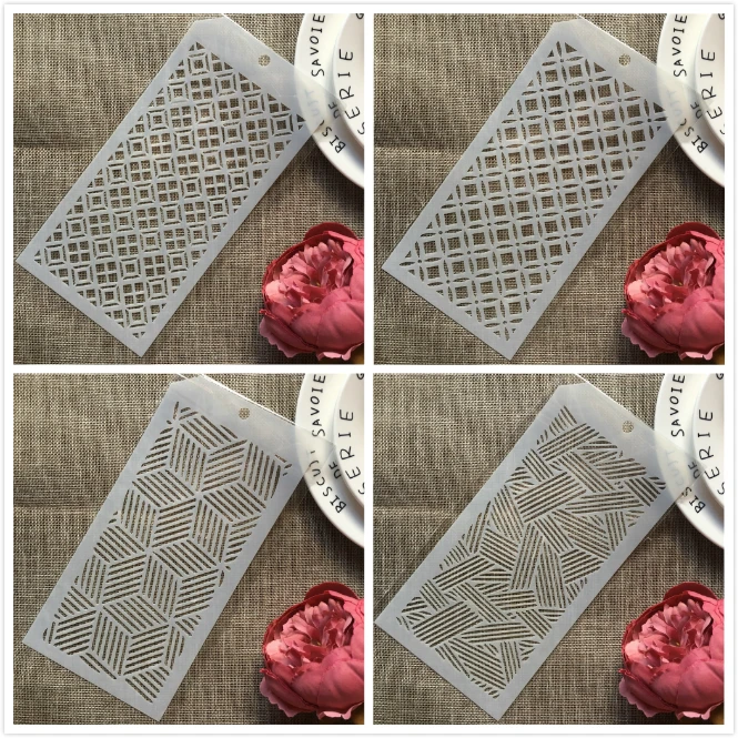 

4Pcs/Set 24*12cm Cubic Circle DIY Layering Stencils Wall Painting Scrapbook Coloring Embossing Album Decorative Card Template