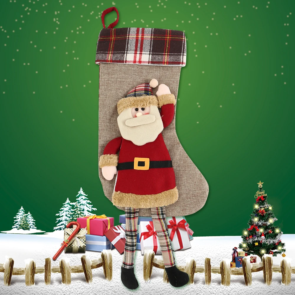 Большие рождественские чулки, подарки, носки с Санта-Клаусом, Рождественский милый мешок для подарков для детей, каминная елка, подарок на год, сумки для конфет