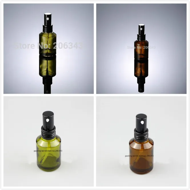 

30ML green/brown glass bottle with black aluminum press pump for lotion/emulsion/serum/foundation/skin care cosmetic packing