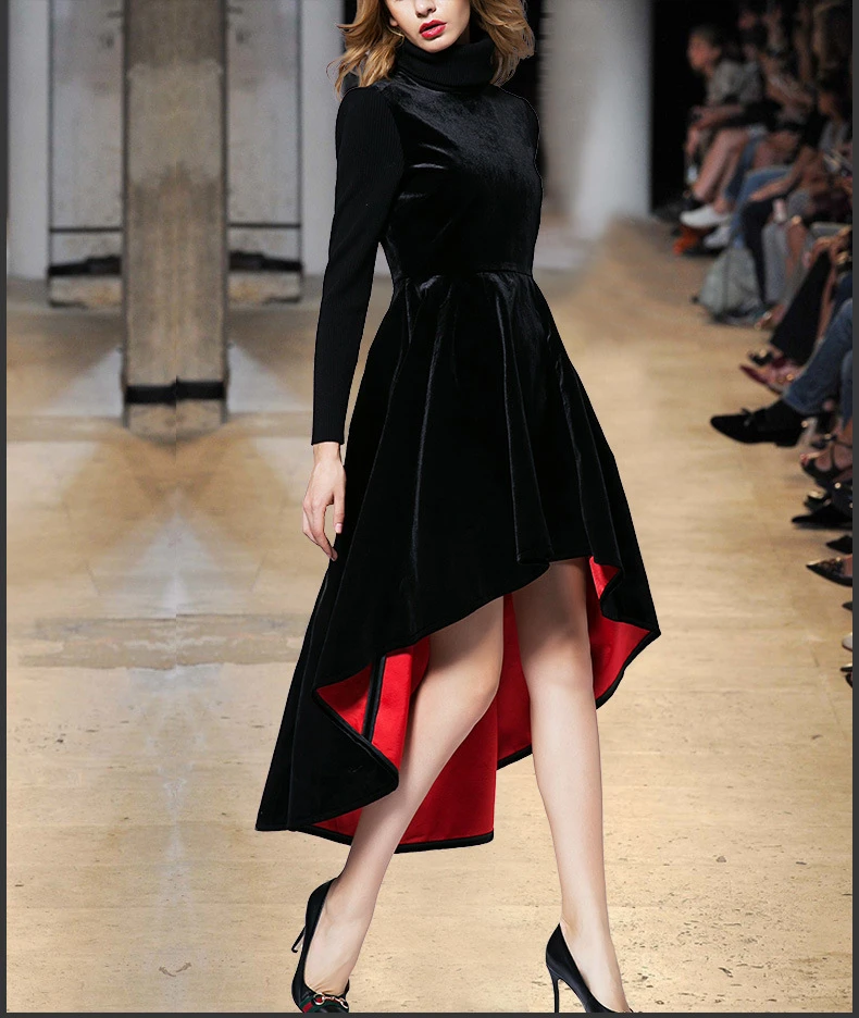 女性のためのヴィンテージオレンジの冬のドレス 韓国のベルベット ウール タートルネック クリスマス ファッションショー So0921 Runway Dress Winter Dressdress Women Aliexpress