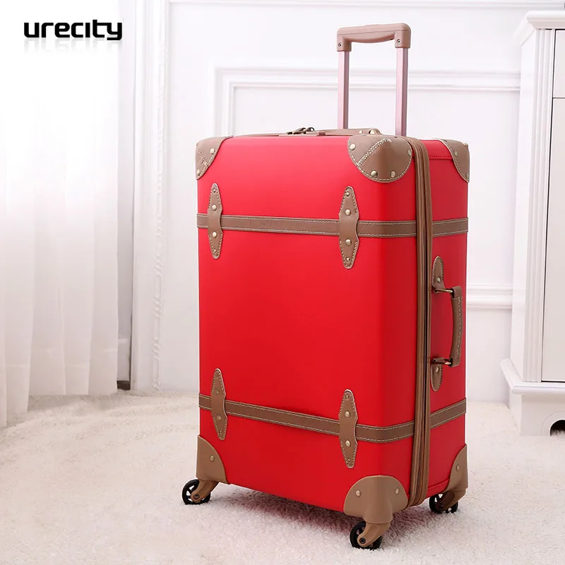2018 модный красный чемодан для свадьбы китайский красный кожаный чемодан для путешествий на шесте Свадебный pu pp материал высокое качество