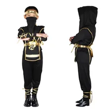 Детские черные ниндзя карнавальные костюмы для Хэллоуина для мальчиков и девочек, воин стелс детей Косплэй Убийца Костюм День защиты детей