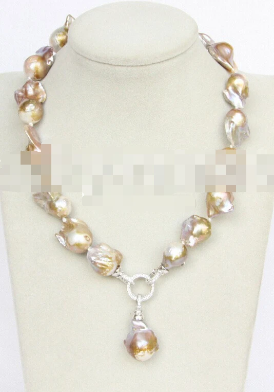 

FREE SHIPPING>>>@@ > N3614 17" purple Reborn keshi pearls necklace Platinum Plated clasp