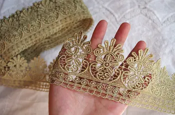 

10 yards Metalic Gold Lace Trim, Golden Trimming, Gold Scalloped Lace Fabric Trim, GT001