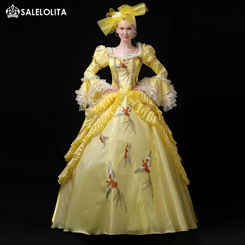 Распродажа желтое женское платье Rococo викторианская красавица платья 18 го века