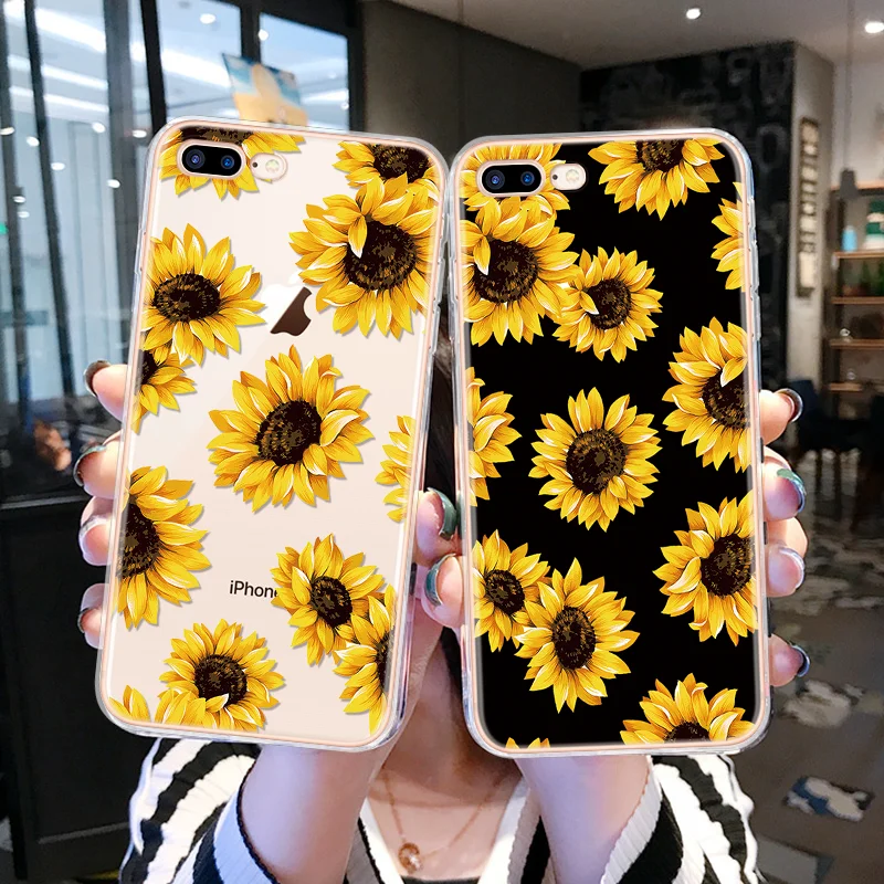 

Daisy Sunflower Floral Case For iPhone 11 Pro Xs Max 6 6S TPU Cover For iPhone 7 Plus 8 X 4 4S 5 5S SE 5C XR TPU Silicone Coque