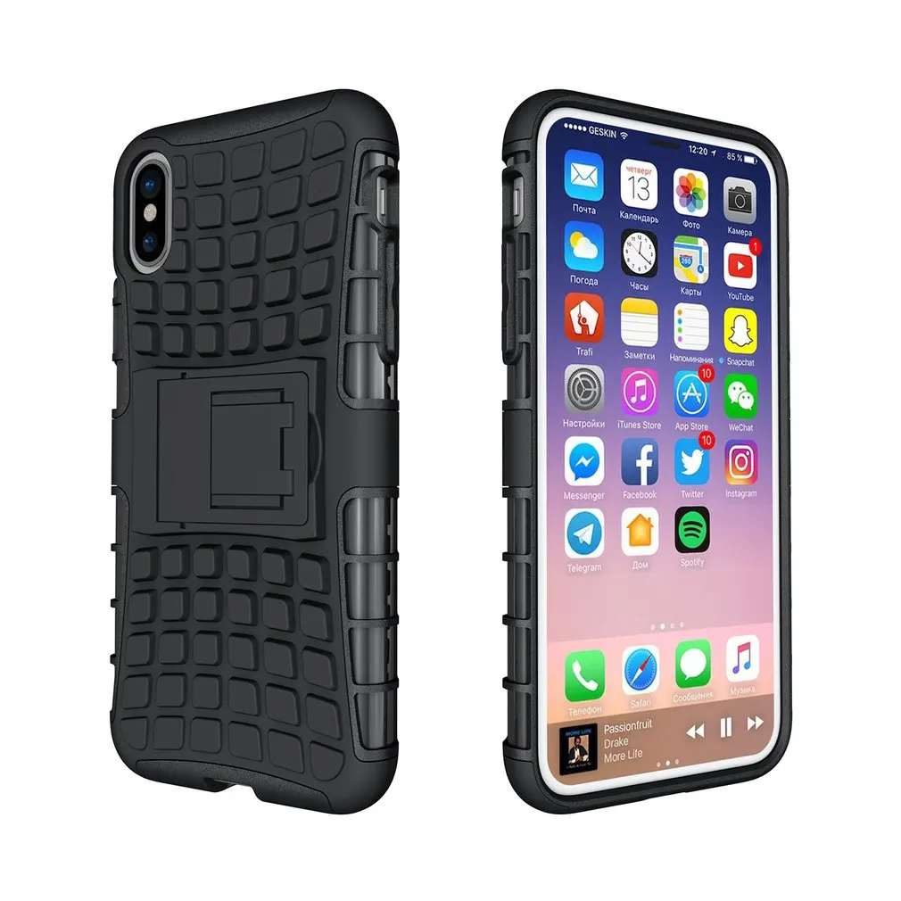 HEAVY DUTY ударостойкой строителей жесткий чехол с подставкой для IPHONE X