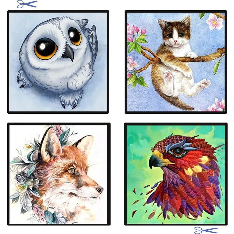 

diy Full round/square drill Diamond Painting Animals,Cat,Hawk,Fox ,Cross Stitch Mosaic Diamond Embroidery Home decoration gift