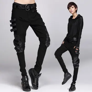

European 2020 New Arrival Autumn Fashion Hip Hop Personality Pencil Pants For Women Female Casual Pockets Patchwork Trousers