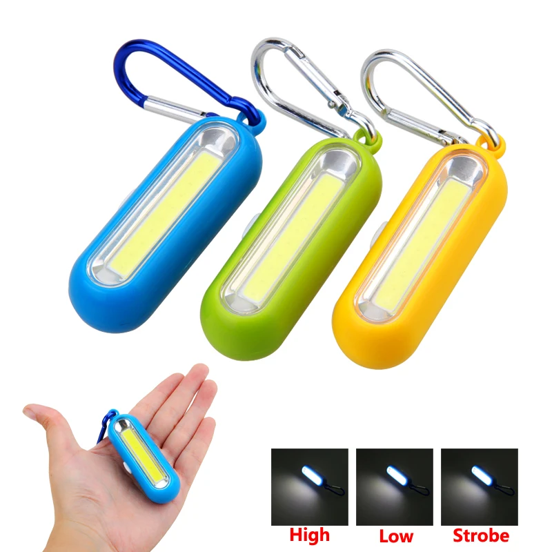 Mini COB LED Flashlight Keychain Light Lamp Carabiner Outdoor Camping wholesale