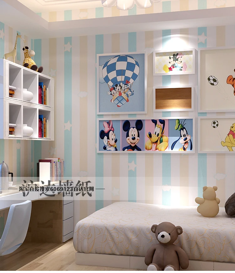 New Kids Room Princess Non Woven Wallpapers Blue Pink Vertical New Kids Room Princess Non Woven Wallpapers Blue Pink Vertical Striped Star Color Bedroom Boys Cartoon Wall Paper