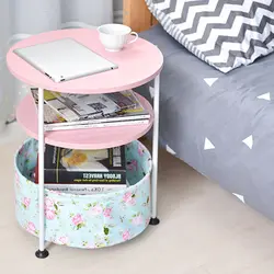 Домашний подвижный круглый диван боковой стол маленький симпатичный телефон стол журнальный столик мини компьютерный стол с сумкой для