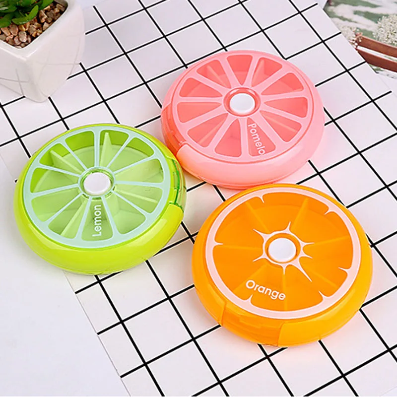7 Day Weekly Round Fruit Shaped Pill Box Drugs Holder Tablet Medicine Sort Storage Case Vitamin Storage Box Container Organizer