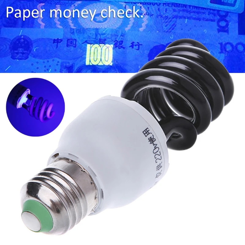 E27 UV светильник лампа ультрафиолетовая лампа дневного света CFL 5/15/20W спиральные энергосберегающие черный светильник фиолетовый светильник ing 220V 300-400nm