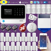 Золотой безопасности G90B плюс WiFi 2G 3g GSM WCDMA беспроводная домашняя система сигнализации pir детектор двери датчик Солнечный стробоскоп сирена