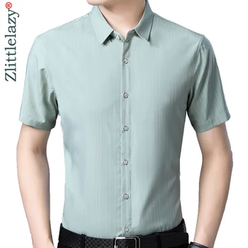 

2019 brand casual quality luxury plus size short sleeve slim fit men shirt summer social dress shirts mens fashions jersey 41620