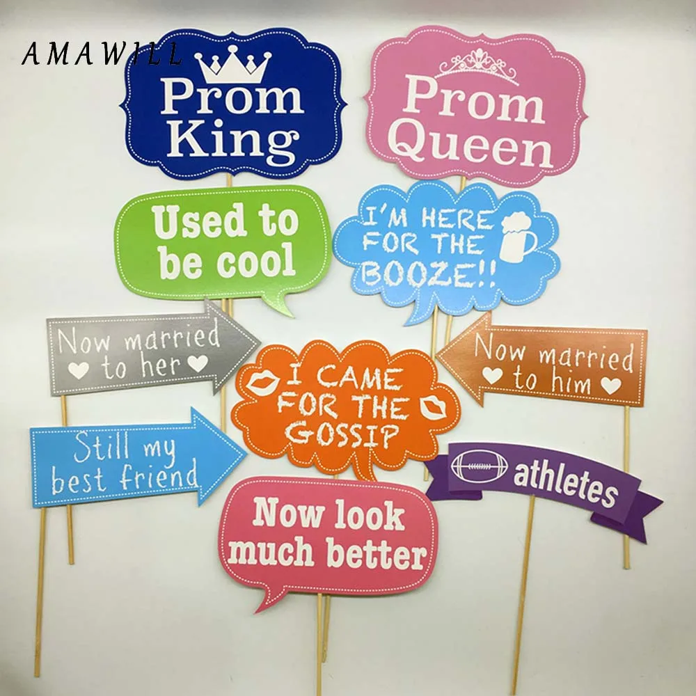 AMAWILL Creative 10pcs Prom King Queen Party Decoration Photo Booth