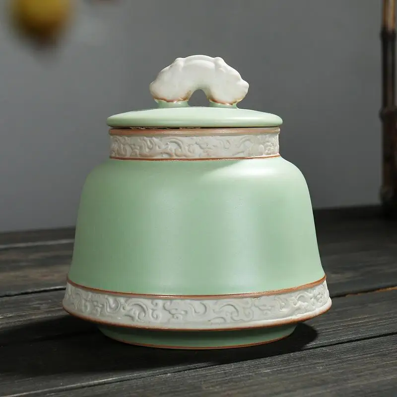 

Traditional Crafts Chinese Ceramic Tea Caddies Kung Fu Tea Set Accessories Tea Jar Cans Candy Box For Home Or Office Decoration