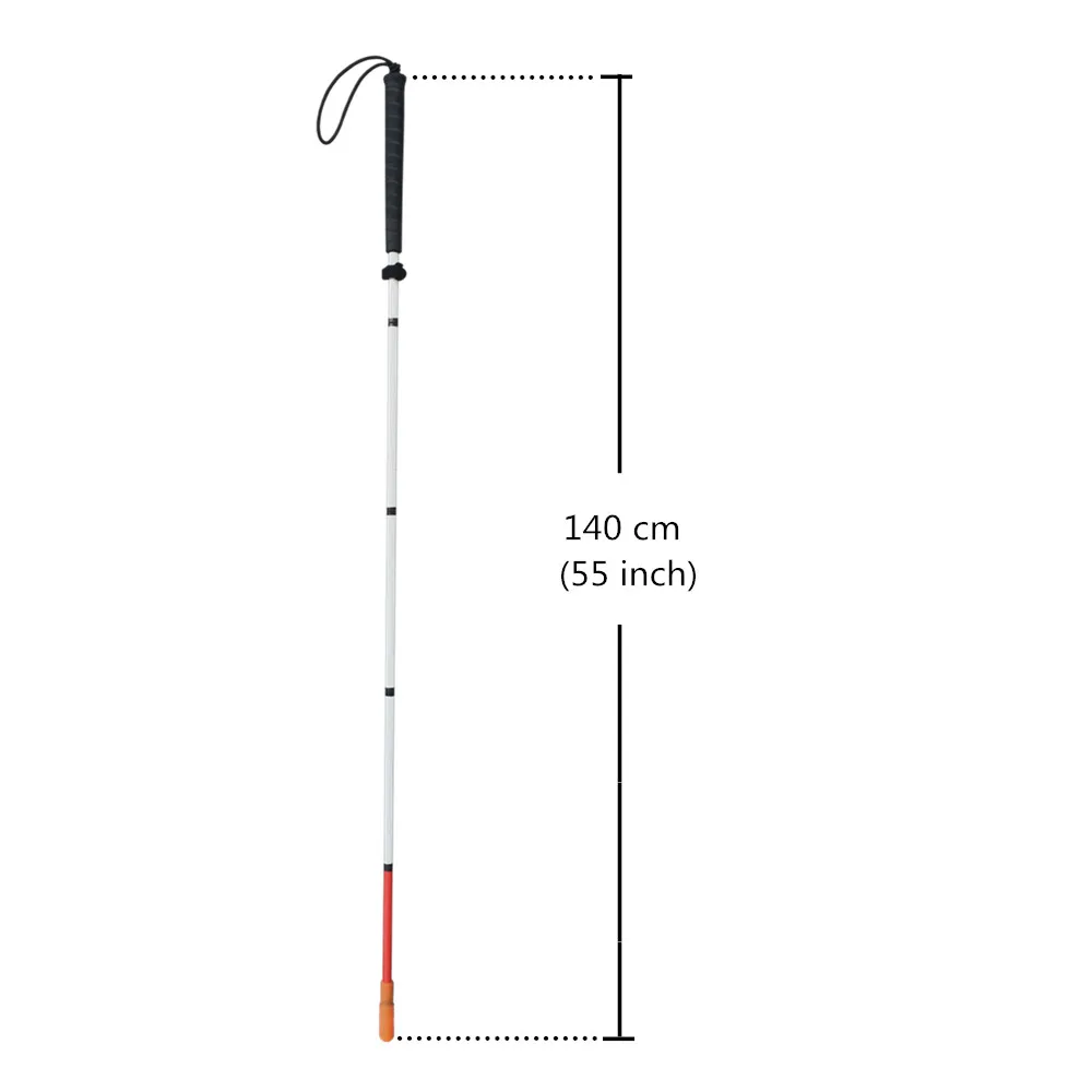 Черная ручка, 90-115 см, углеродное волокно подвижность складной белый тростник для зрения и слепых людей(складывается вниз 5 секций - Цвет: 140cm (55 inch)