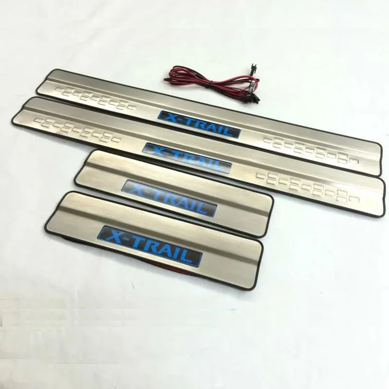  High quality stainless steel LED light door sill Scuff Plate Welcome Pedal 4pcs For Rogue X-Trail t - 32736015640