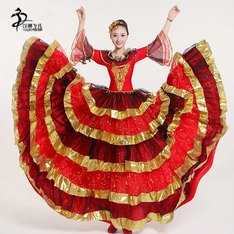 Платье для фламенко испанское платье танго 90/270/360 градусов юбки|spanish flamenco dress|flamenco