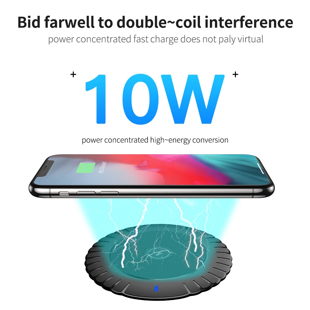 FLOVEME Qi Wireless Charger For Samsung 10w Fast Charger Wireless Charging Pad For Iphone Xiaomi Mi Huawei Wireless Mobile Phone