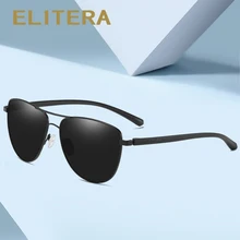 ELITERA брендовые модные дизайнерские дамские туфли-поляризованных солнцезащитных очков Для женщин Для мужчин сплав оправа «кошачий глаз» солнцезащитные очки для вождения UV400