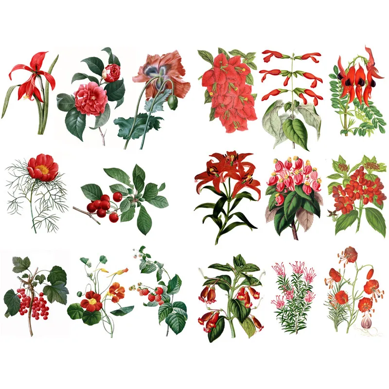 

1 PCS Red Flowers Plant Precut Sticker Kawaii Stationery Cute Post It Sticky Notes Planner Stickers School Office Decor
