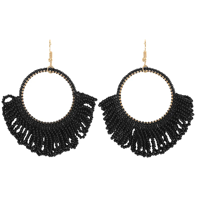 2019 Boho модные бусины серьги с кисточками ручная работа геометрические