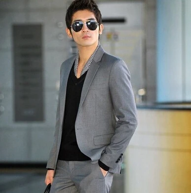 Модный брендовый дизайнерский мужской костюм-смокинг, приталенный пиджак с брюками, деловой Свадебный костюм жениха, блейзер - Цвет: One Dark Gray