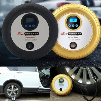 

Digital Tire Inflator 12V Digital Car Tyre Inflator Electric Air Compressor Automatic Portable Pump with three nozzle adapters