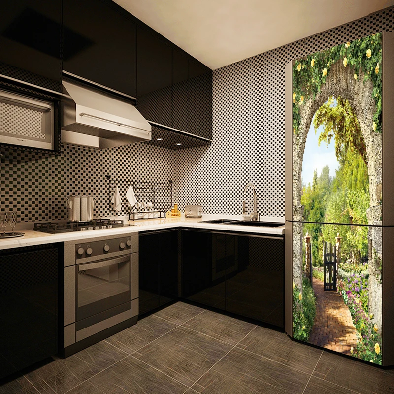 YBX028 яркий эффект внутренний пейзаж узор наклейки на Холодильник Дверь Кухня самоклеющиеся настенные стикеры s Декор