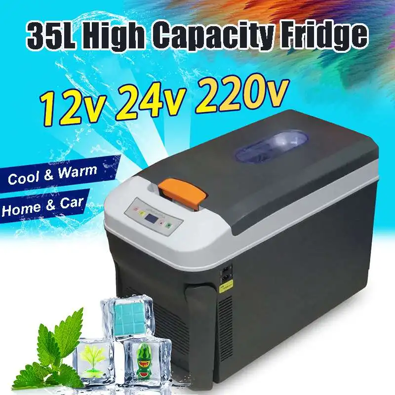 

35L Auto Mini Refrigerator Car Home Portable Fridge Travel Essentials Icebox Freezer Heater Camping Boating Caravan Bar Fridge