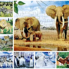 8 шт./лот 21*28 см 40 штук дикие животные Слон белый медведь Лев Пингвин Леопард Волк тигр Зебра головоломки игрушка