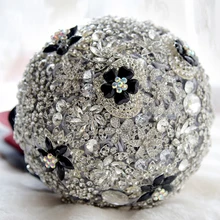 Высокого класса Серебро Брошь Букет Кристалл Свадебный Букет Свадебные цветы Невесты Свадебные Аксессуары Свадебные Букеты FE35