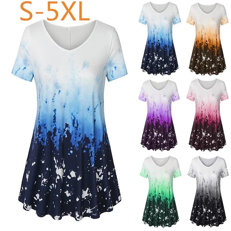 

Large Sizes 2019 5XL Big Size Summer T shirt Fashion Women Tops Female Short Sleeve Print Plus Size Women Clothing Casual Shirts