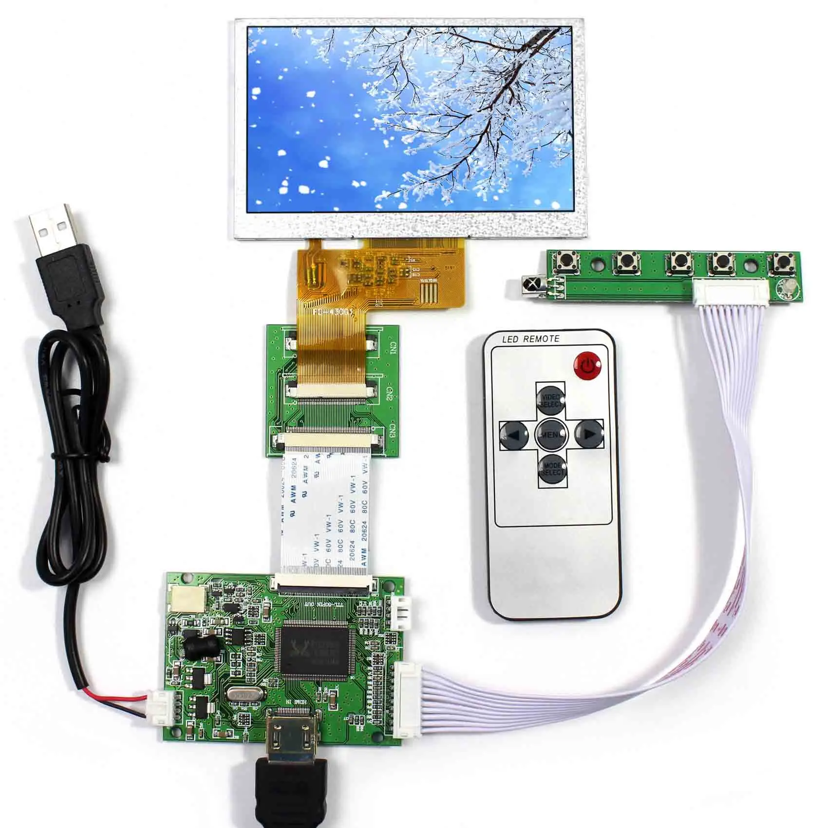 원격 제어와 HDMI LCD 컨트롤러 보드 + 4.3 인치 AT043TN24 480X272 LCD
