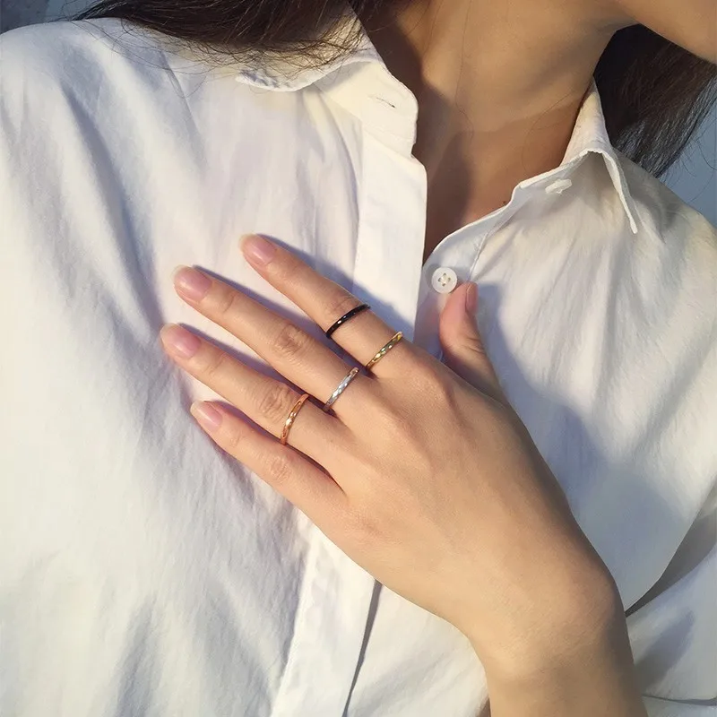 Women Stainless Steel Ring Set 5pcs Extra Small Size #3-#10
