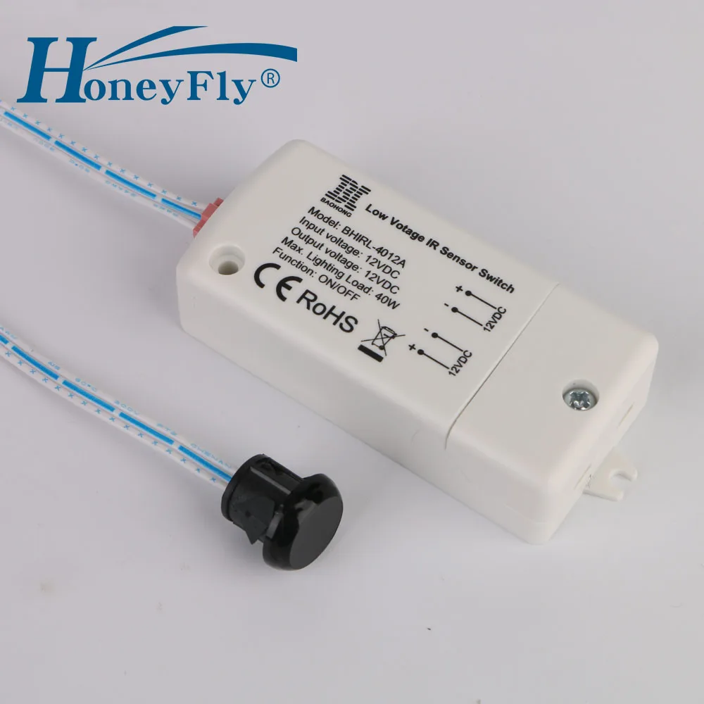 HoneyFly 2 шт. светодиодный AC/DC 12V переключатель ИК-датчика 40 Вт инфракрасный переключатель для светодиодный лампы светодиодный полосы движения Сенсор имеют волну 5-8 см CE