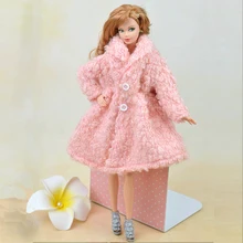 Doll Accessories Winter Wear Warm Fur Coat Dress Clothes For Barbie Dolls Fur Doll Clothing For 1/6 BJD Doll Kids Toy