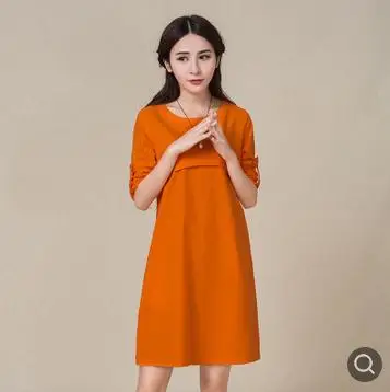 Loose Large Size Maternity Dresses 2019 Spring Summer Long Sleeved Solid Pregnancy Dress Clothes for Pregnant Women QL7369