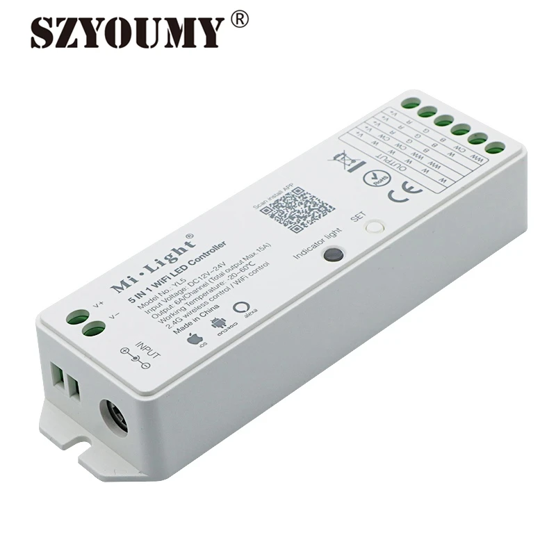 

SZYOUMY YL5 WIFI Controller DC 12V-24V 5 In 1 Smart Mi Light LED Controller IOS Android APP Control DHL Free Shipping